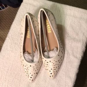 Monroe and Main, white cut out pumps. Size 7W. New in the box never worn.